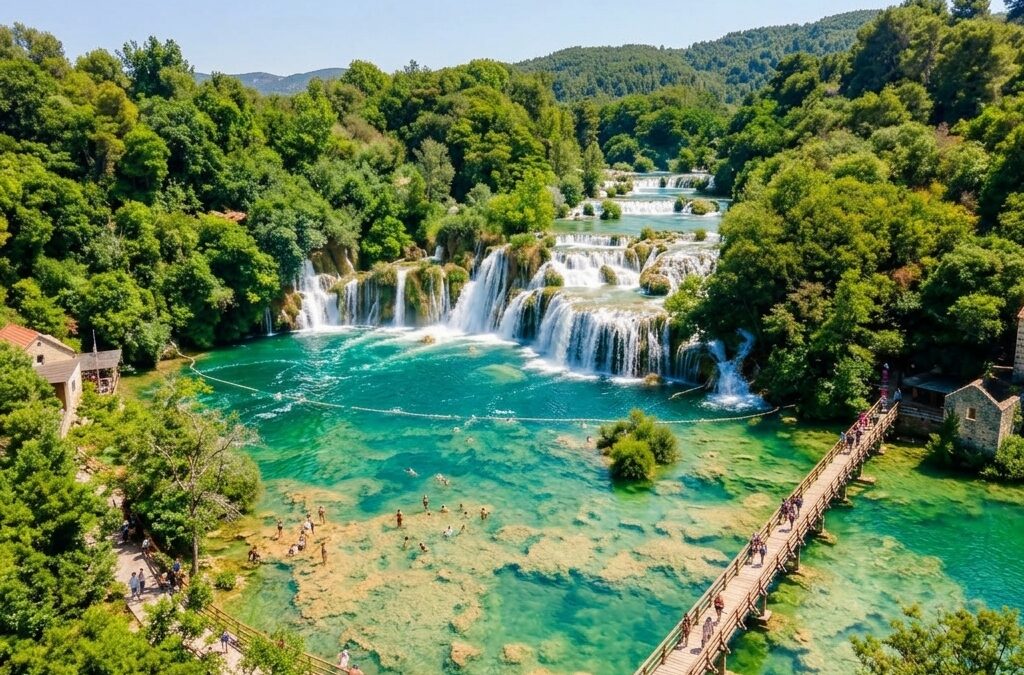En el interior de Croacia, rodeado de bosques frondosos y montañas, se encuentra uno de los paisajes más extraordinarios de Europa: el Parque Nacional de los Lagos de Plitvice